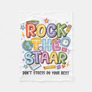 Rock The Test Staar Dag Leraar Motiverende Testi Fleece Deken