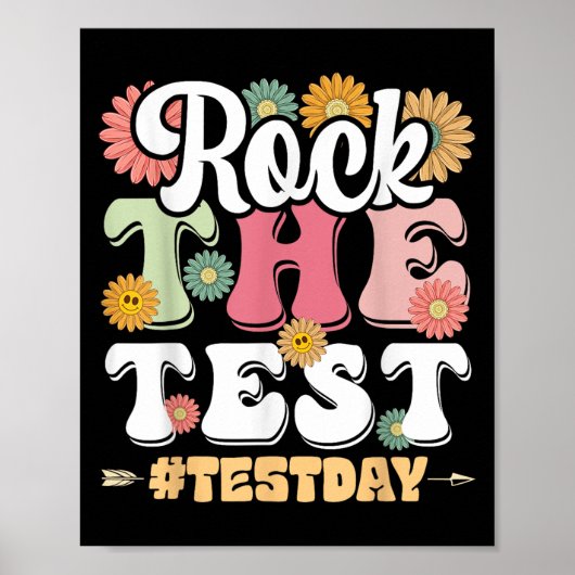 Rock The Test Testing Day Groovy Motivational Teac Poster (Voorkant)