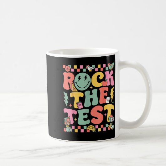 Rock The Test Testing Day Retro Motivational Teach Koffiemok (Rechts)