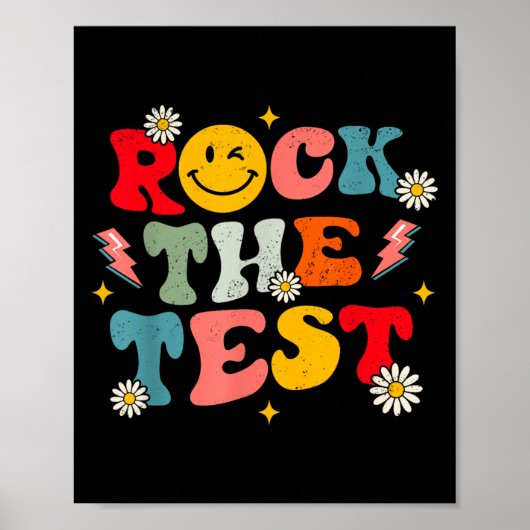 Rock The Test Testing Day Retro Motivational Teach Poster (Voorkant)