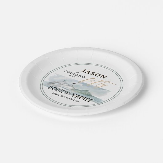 Rock the Yacht 50th Verjaardag Gepersonaliseerd Papieren Bordje (Gekanteld)