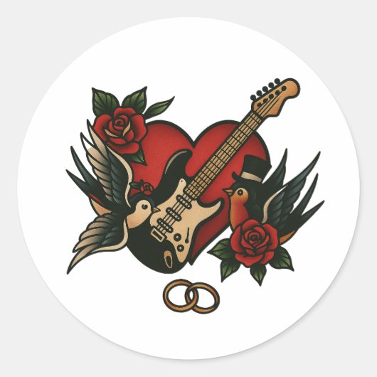 Rock thema bruiloft Briefpapier - Sticker (Voorkant)