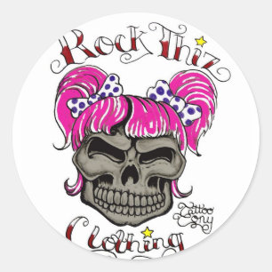 Rock Thiz Clothing & Tattoo Tony Pink Ponytails Ronde Sticker