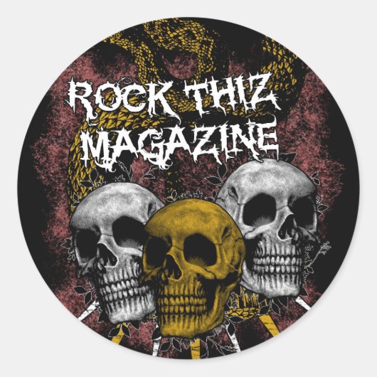 Rock Thiz Magazine Stickers 3 Skulls & Spikes (Voorkant)