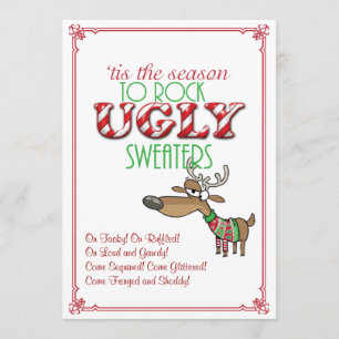 Rock Ugly Sweaters Holiday Party Invitation Kaart