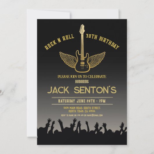 Rock verjaardagsfeest festival gitaar muziek uitno kaart (Voorkant)