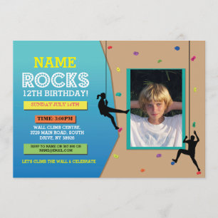 Rock Wall Beklimt Birthday Party Photo Invite Kaart