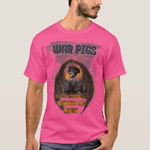 Rock War Pigs general skeleton devil satan laughin T-shirt