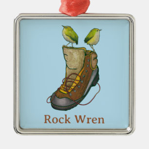 Rock Wren Tuke Op een wandelboot Metalen Ornament