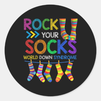 Rock Your Socks Cute 3-21 Trisomy 21 World Down Sy Ronde Sticker