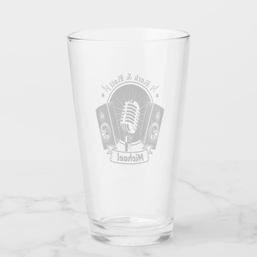 Rocka en Roll Mic en luidsprekers Glas (Achterkant)