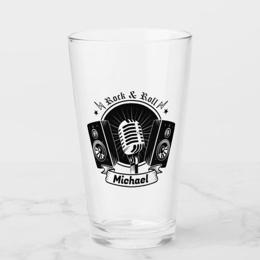 Rocka en Roll Mic en luidsprekers Glas (Voorkant)