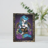 Rockabilly Baby Tattoo Leopard Angel Briefkaart (Staand voorkant)