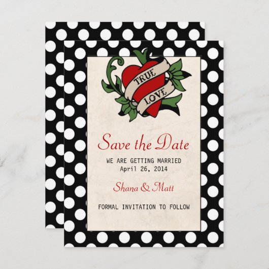 Rockabilly Bewaar de Datum Save The Date (Voorkant / Achterkant)