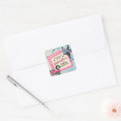 Rockabilly Birthday Party Vierkante Sticker (Envelop)