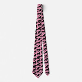 Rockabilly Black Poodles op Pink Patterned Stropdas