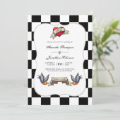 Rockabilly Bruiloft Kaart (Staand voorkant)