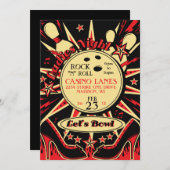 Rockabilly Dames Bowling Uitnodiging Party (Voorkant / Achterkant)