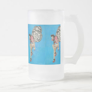 Rockabilly Fairy Frosted Glass Stein Matglas Bierpul