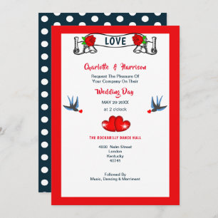 Rockabilly Fifties Wedding Invitation Kaart
