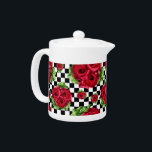 Rockabilly floral d'amour de bouquet de roses<br><div class="desc">Rockabilly d'amour de bouquet de roses rouges et Checkered floraux</div>