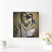 Rockabilly Frank en Bride Vierkante Klok (Huis)