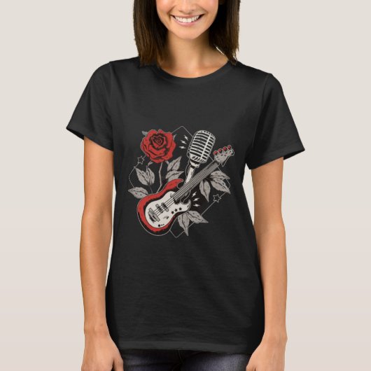 Rockabilly gitarmuziek t-shirt (Voorkant)
