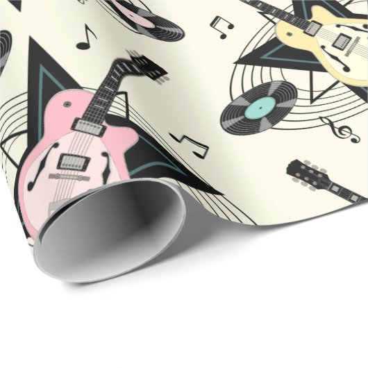 Rockabilly Guitar Party! over Ivoorkust Cadeaupapier (Rol Hoek)