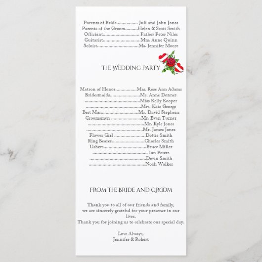 Rockabilly Hearts and Roos Wedding Programme Programma (Achterkant)