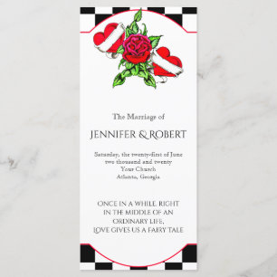 Rockabilly Hearts and Roos Wedding Programme Programma