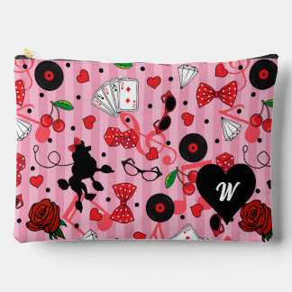 Rockabilly Patterned Pink Monogram Etui