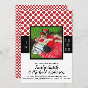 Rockabilly PHOTO Wedding RED Polkadots black Kaart