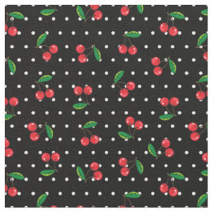 Rockabilly Red Cherries en Polka Dots 50s Patroon Stof