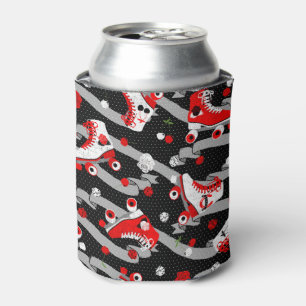 Rockabilly Retro Roller Skating Pattern Blikjeskoeler