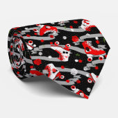 Rockabilly Retro Roller Skating Pattern Stropdas (Opgerold)