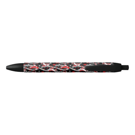 Rockabilly Retro Roller Skating Pattern Zwarte Inkt Pen (Achterkant)