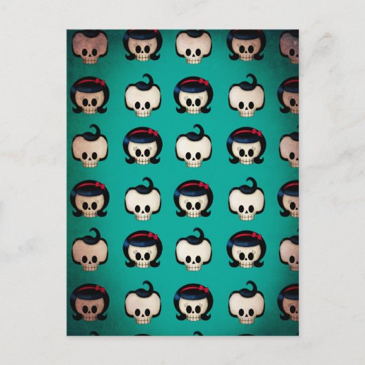 Rockabilly Skulls Pattern Briefkaart (Voorkant)