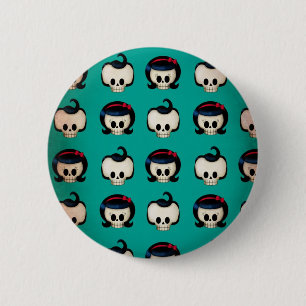 Rockabilly Skulls Pattern Ronde Button 5,7 Cm