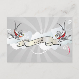 Rockabilly Tattoo Swallows RSVP Receptie kaart