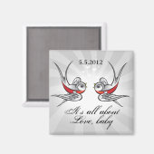 Rockabilly Tattoo Swallows Save the Date Bruiloft Magneet (Voorkant / Achterkant)