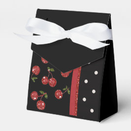 Rockabilly Very Cherry Kersen Zwart Favor Box Bedankdoosjes