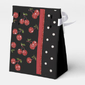 Rockabilly Very Cherry Kersen Zwart Favor Box Bedankdoosjes (Achterkant)