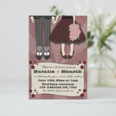 Rockabilly Wedding, 3,5x5 bruiloft Kaart (Staand voorkant)