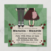 Rockabilly Wedding, 5,25x5,25 bruiloft Kaart (Voorkant / Achterkant)