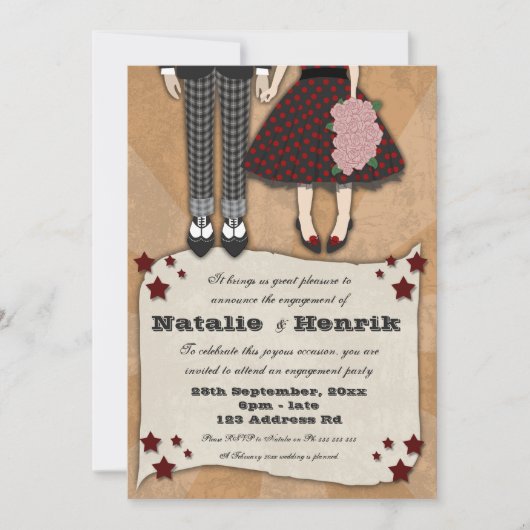 Rockabilly Wedding, 5x7 verloving Kaart (Voorkant)