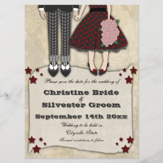 Rockabilly Wedding, 6.5x8.75 behalve de datum Save The Date