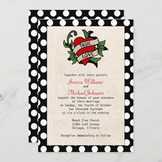 Rockabilly Wedding Kaart (Voorkant / Achterkant)