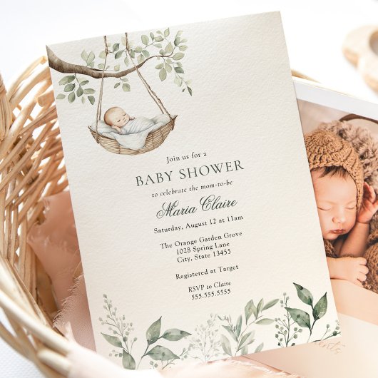 Rockabye Baby Greenery Baby shower Uitnodiging