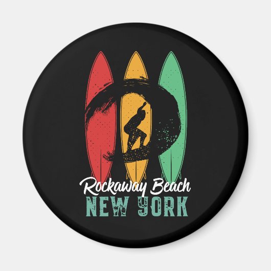 Rockaway Beach New York  Retro Surfing Magneet (Voorkant)