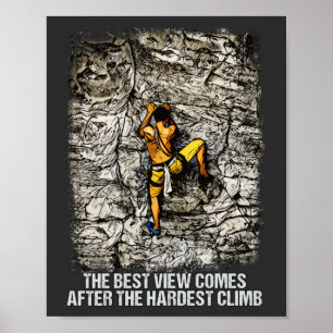 Rockbeklimming Reaching voor de top van de Berg Poster